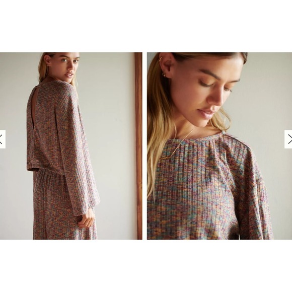 Anthropologie Daily Practice Open Back Flouncy Pullover Top Ribbed Space Dyed XS - Picture 2 of 11